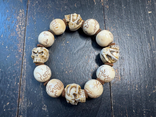 Bracciale con teschio corna - bracciale, di